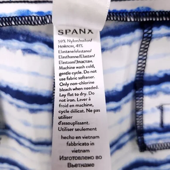 Spanx Sunshine 6” Shorts Pull On Stretch Womens Small Blue Stripe Athletic Swim - Picture 10 of 11